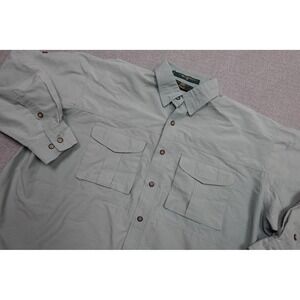 Vintage Orvis Fishing Shirt Mens 2XL Green Nylon Button Up Long Sleeve Vented